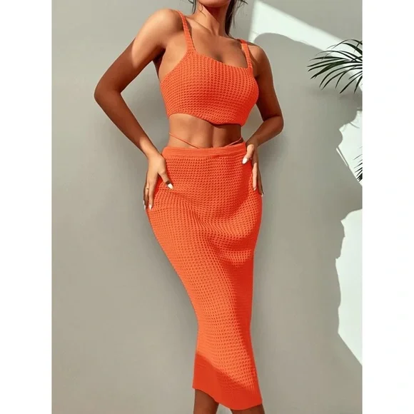 *Isadora Knitted Cover Up Top With Skirt Set - Picture 5 of 8